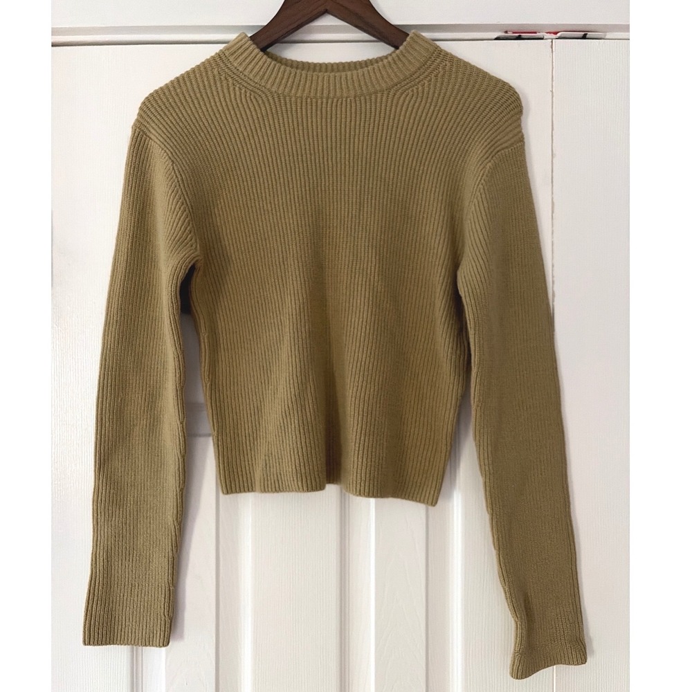 Vince Ribbed‎ Knit Cotton Blend Crewneck Sweater Thyme Green XS NWT
